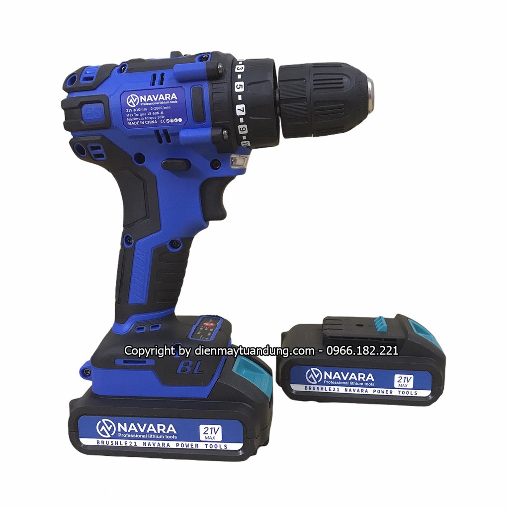 Máy khoan pin 21V NAVARA 7002 - Động cơ không chổi than siêu mạnh mẽ