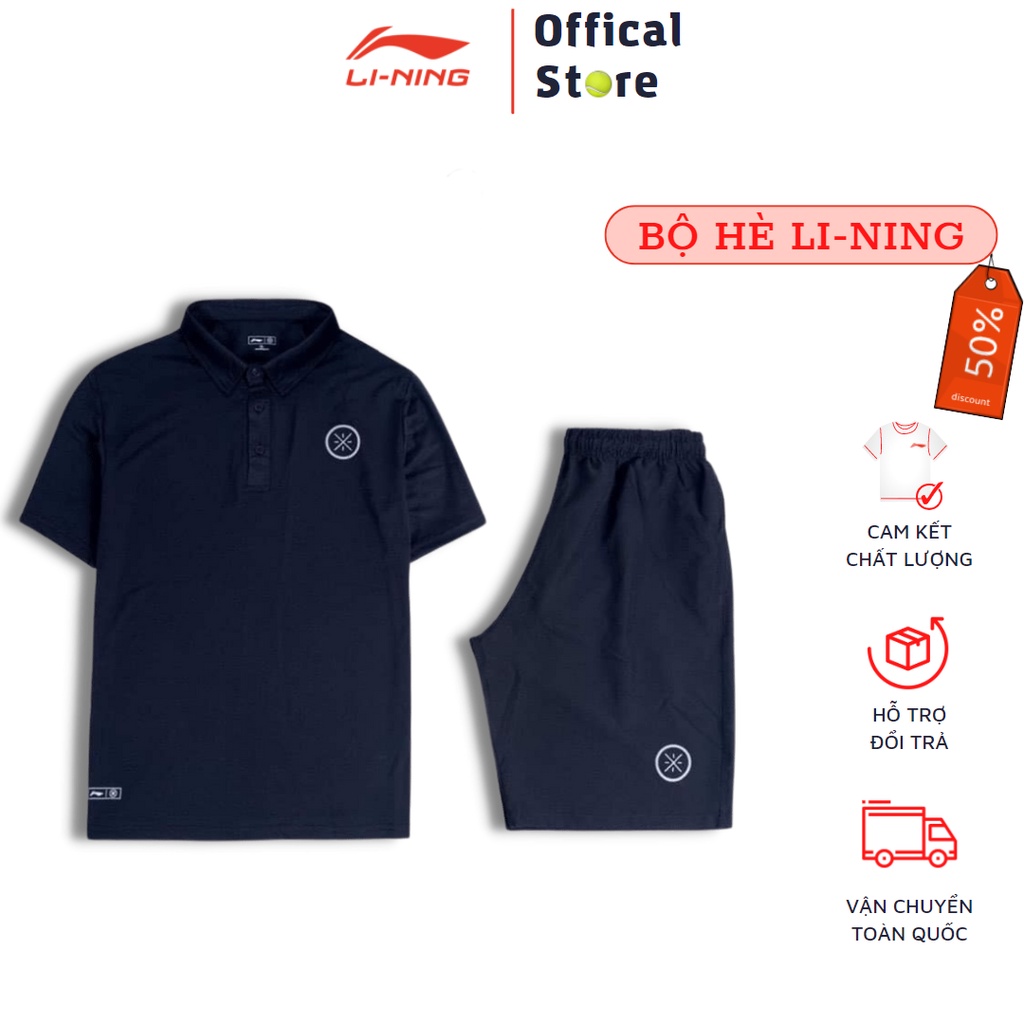 Bộ quần áo Lining cổ bẻ ⚡ GIÁ SỐC ⚡ Bộ thể thao Lining phù hợp tập gym, chạy bộ Chất thấm hút mồ hôi cực tốt