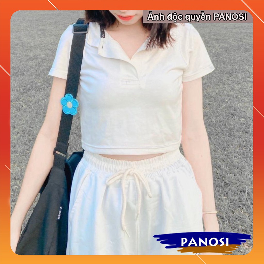 Áo croptop nữ kiểu tay ngắn cổ bẻ dáng ôm xinh xắn PANOSI -  MÃ A396 | BigBuy360 - bigbuy360.vn