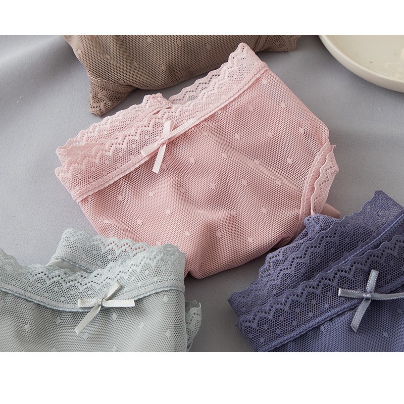(Freesize, chọn màu, che tên) Quần lót nữ lụa lạnh lụa băng ren lưới thoáng khí kháng khuẩn cao cấp siêu thoải mái | BigBuy360 - bigbuy360.vn