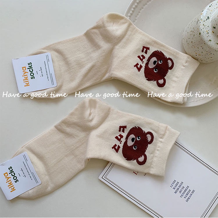 Vớ Ống Trung Bình In Hình Gấu Hoạt Hình Dễ Thương Phong Cách Nhật Bản Thời Trang Dành Cho Bạn Gái jk