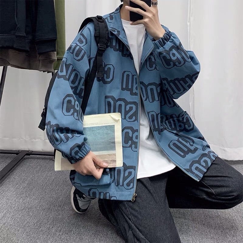 Áo khoác bomber jacket in chữ form rộng oversize Ulzzang unisex siêu chất ❤️