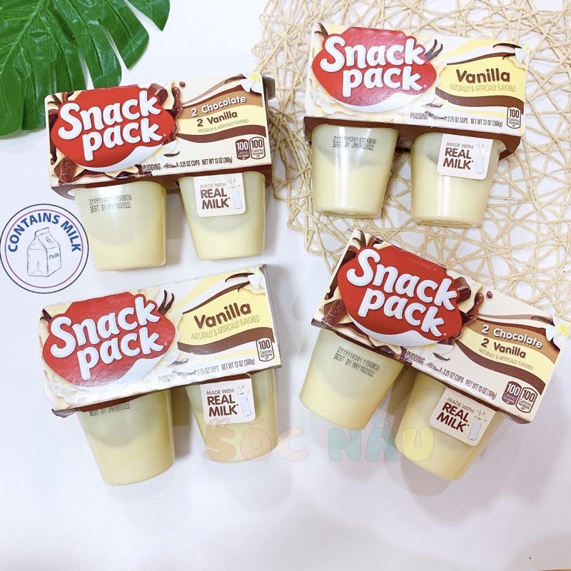 Váng Sữa Pudding Snack Pack Mỹ Giàu Canxi Cho Bé