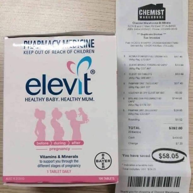 Elevit cho mẹ bầu 10v -100v