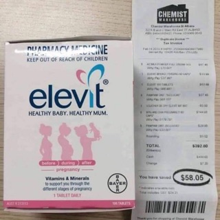 Elevit cho mẹ bầu 10v -100v