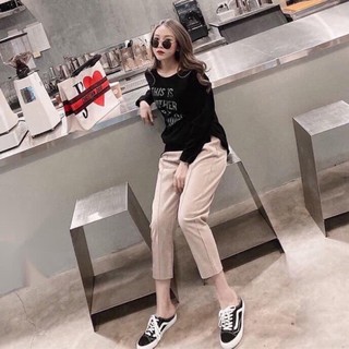 Quần baggy dạ gân giữ cạp chun