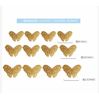 Combo 12 bướm vàng, bướm bạc trang tri tường