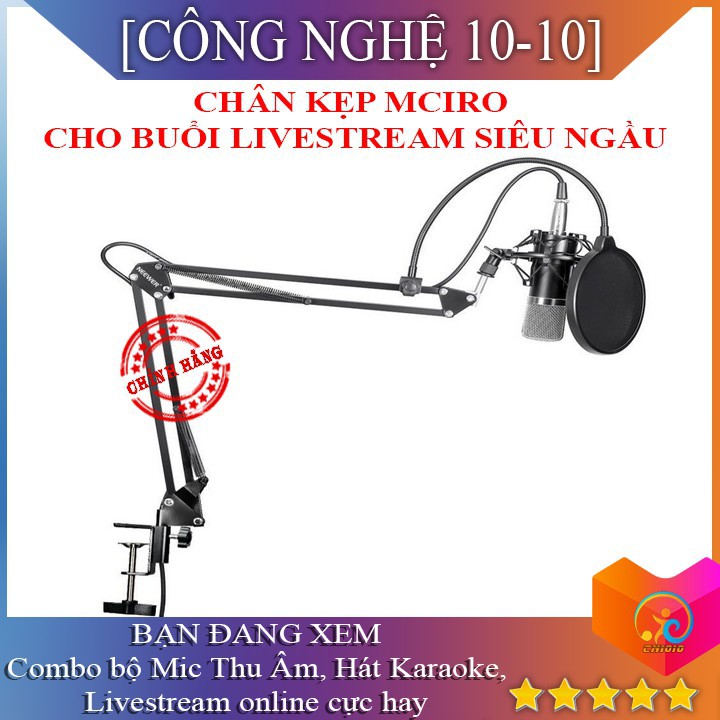 Bộ mic hát livestream thu âm karaoke AT100 sound card H9 cao cấp có Aotu tune chuyên nghiệp