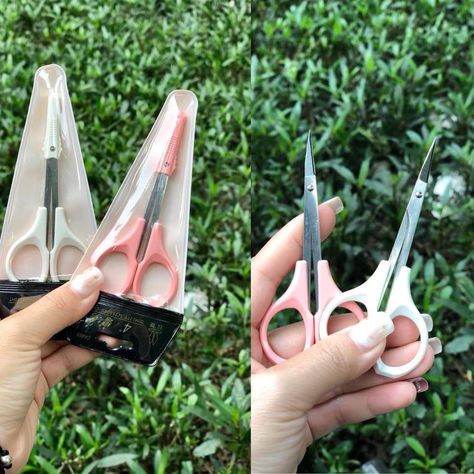 Kéo cắt lông mi giả đầu nhọn vuốt cong, có nắp đậy