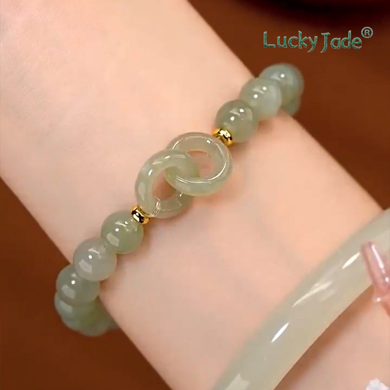 Vòng Tay Đá Ngọc Bích Tình Yêu Sang Trọng Cổ Điển