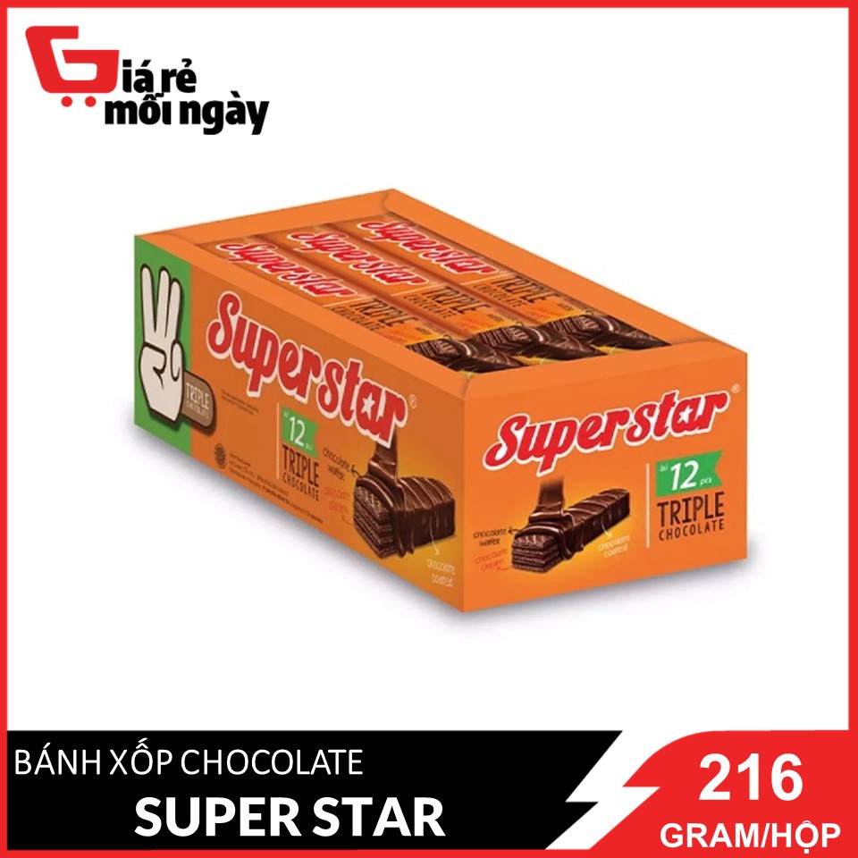 Bánh xốp Super Star Triple Choco 216g