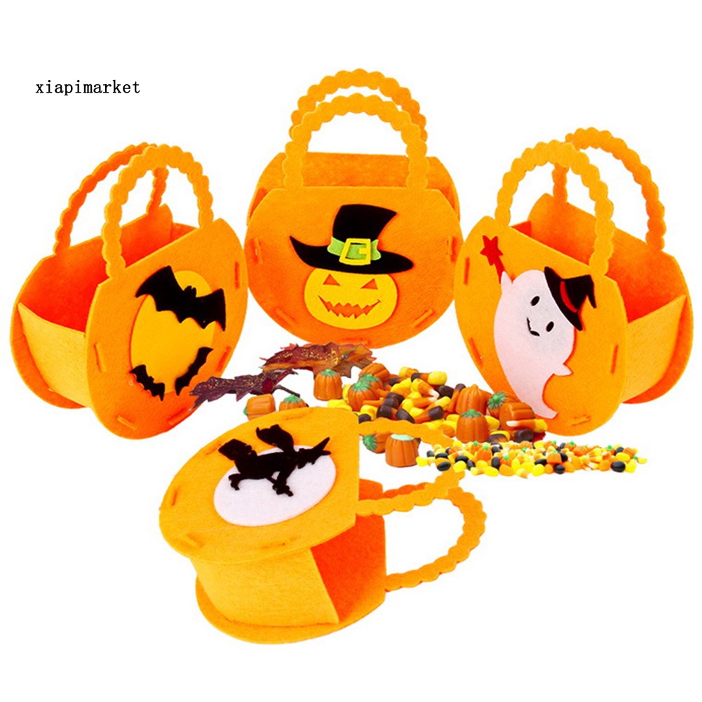 XP_Portable Halloween Pumpkin Shape Candy Bag Storage Bucket Trick or Treat Decor