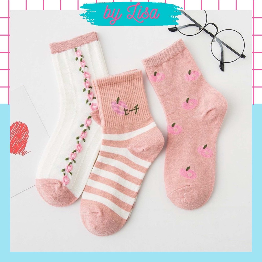 Tất nữ phong cách Lolita đáng yêu vớ nữ cổ cao bèo nhún vintage cotton mềm mại