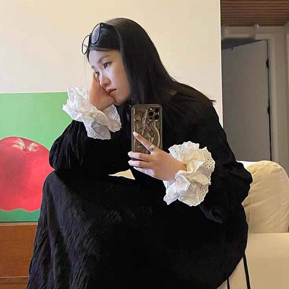 Dây Buộc Tóc Vải Ren Hoa Màu Sắc Ngọt Ngào Phong Cách Lolita Hàn Quốc