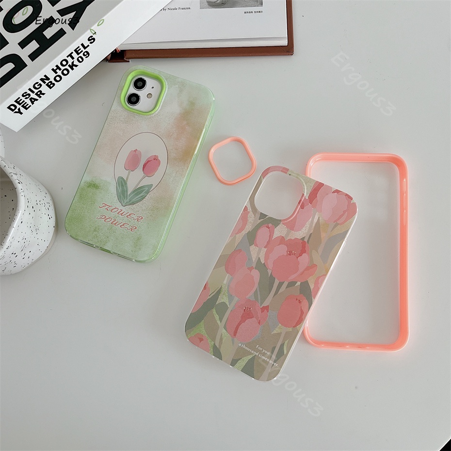 Ốp Điện Thoại Hình Hoa Tulip Hồng Cho iPhone 13 12 11 Pro Max 8 7 Plus X XS Xr XS Max SE2020