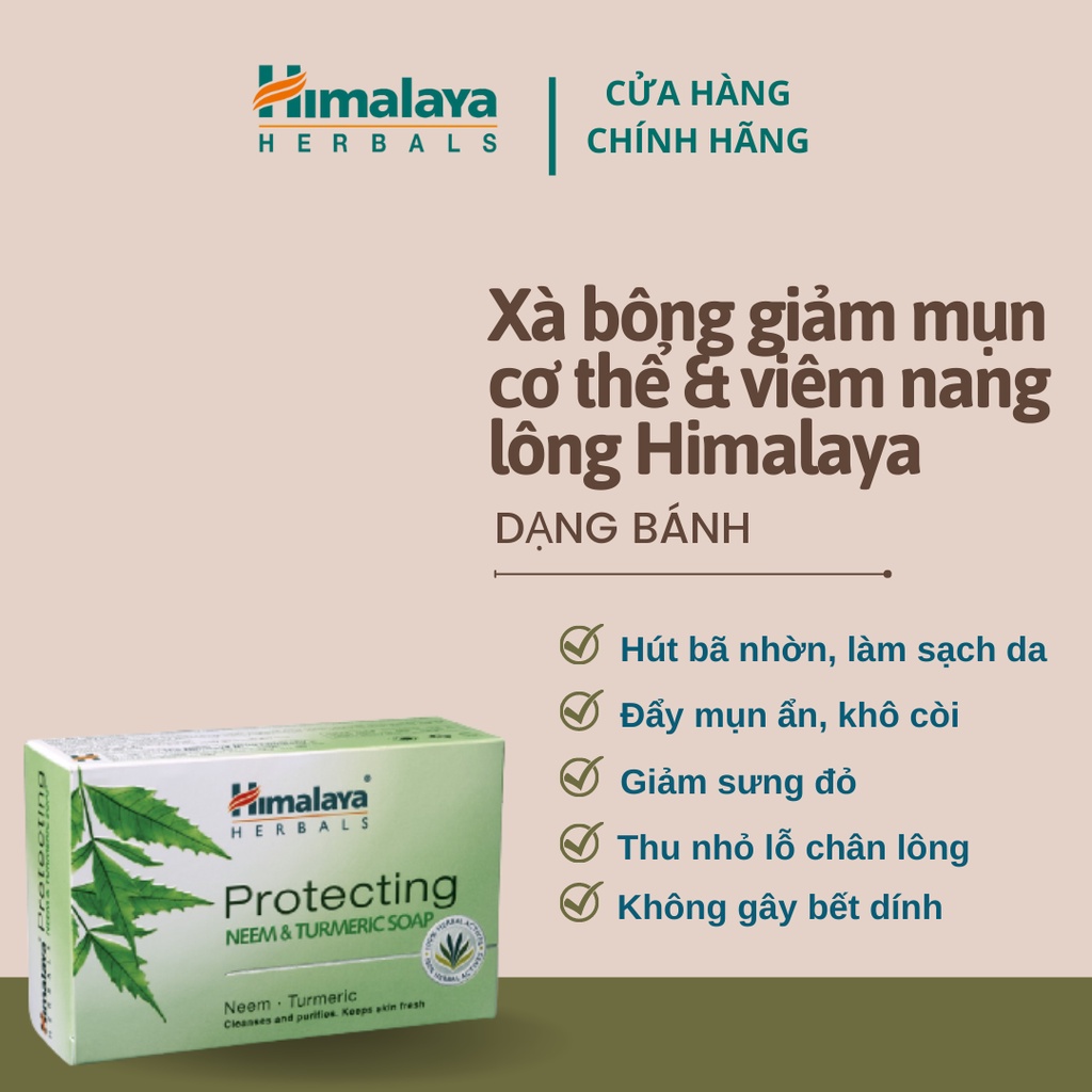 Xà phòng giảm mụn cơ thể từ lá neem Himalaya Neem Turmeric Soap 75g | BigBuy360 - bigbuy360.vn