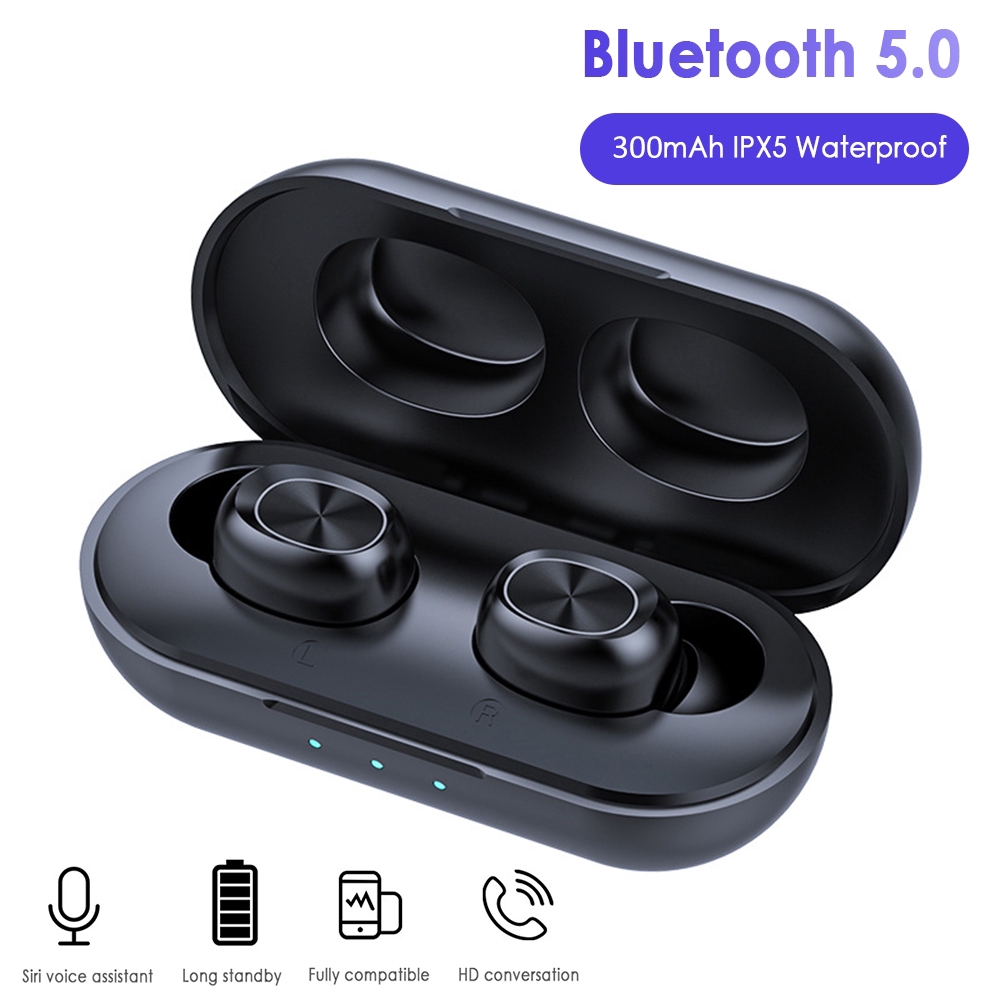 【vl】B5 TWS wireless Bluetooth 5.0 headset touch control 9D stereo earphone waterproof with charging box