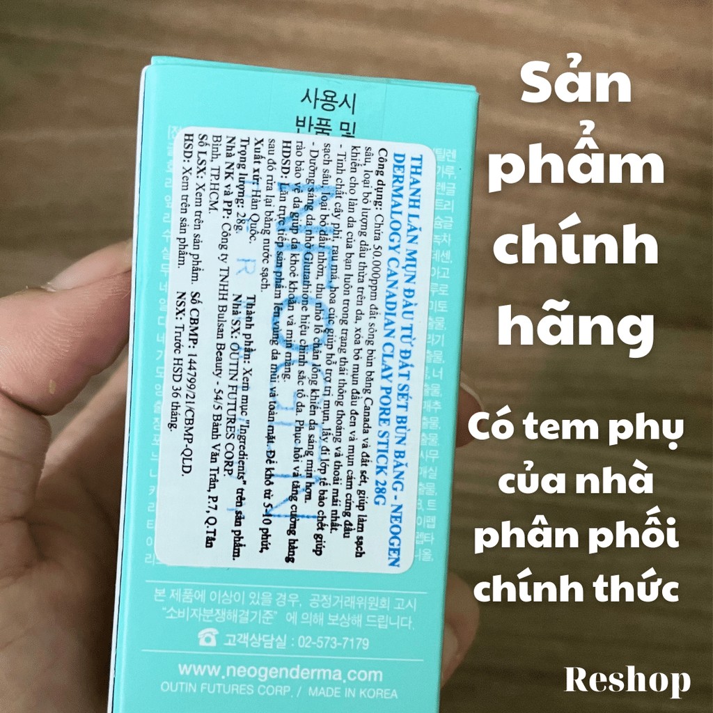 Thanh Lăn Đất Sét Giảm Mụn Đầu Đen Neogen Dermalogy Canadian Clay Pore Stick 28g