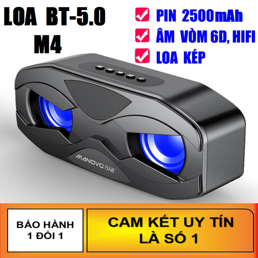 Loa Bluetooth Siêu Bass M4 - Âm Thanh HiFi, bass ấm cực mạnh, Pin 2500mAh