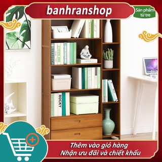 tủ sách tủ chứa đồ gỗ tre kiểu dáng đơn giản, tủ chứa đồ đa chức năng có ngă FU214