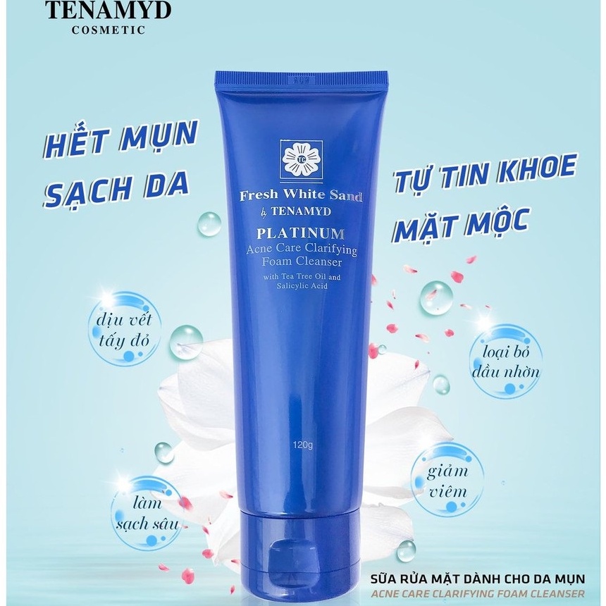 Sữa rửa mặt Tenamyd Fresh White Sand Platinum 120g ngừa mụn cho da dầu mụn - Hàng chính hãng - Lady & Men Viet Nam