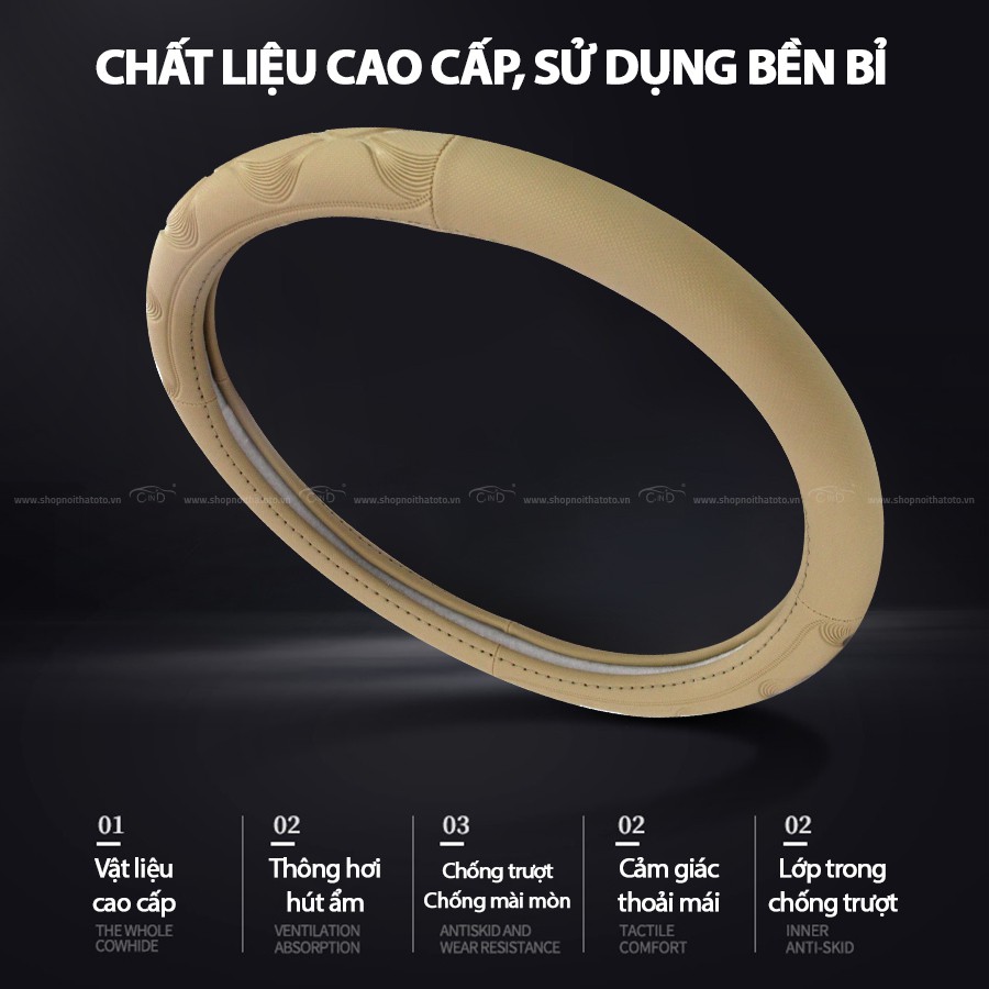 [Mã BMBAU50 giảm 10% đơn 99k] Bọc Vô Lăng CIND 5008 Size M Màu Kem Nhập Khẩu Chính Hãng