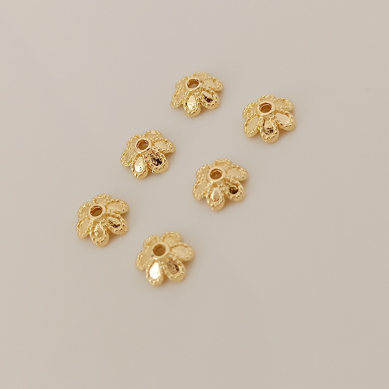 Set 50 Hạt Xâu Chuỗi Bằng Đồng Mạ Vàng 14K Nhiều Màu Sắc 5.5mm Dùng Làm Trang Sức DIY