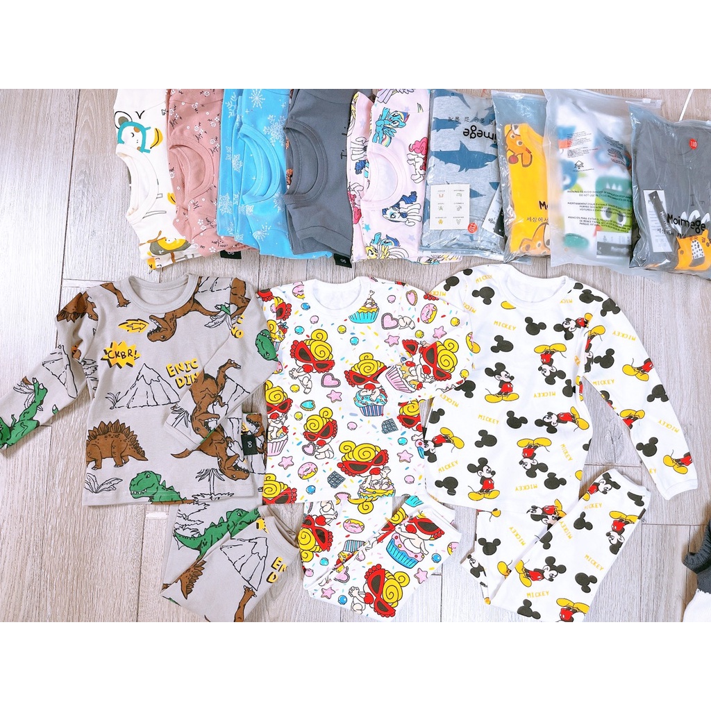 Bộ xuất hàn dài tay cho bé trai bé gái Moimege túi zip xịn xò_Chất thun cotton co giãn 4 chiều