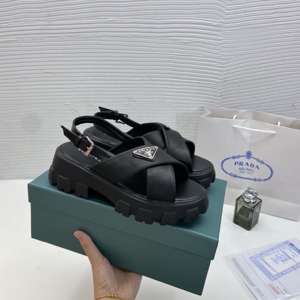 Dép nữ, Sandal PRADA Quai Chéo Bản To FULL BOX