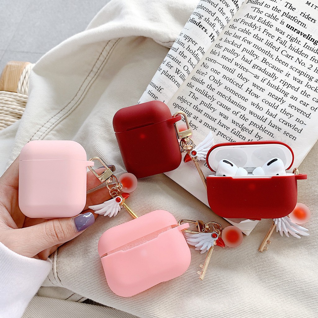 Vỏ bảo vệ hộp sạc Airpods 1 2 Pro hợp thời trang có móc khóa