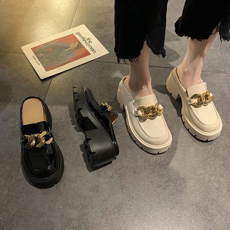 Giày Oxford ulzzang nữ đế dày cao 6CM giay lười mũi tròn phong cách thời trang cá tính