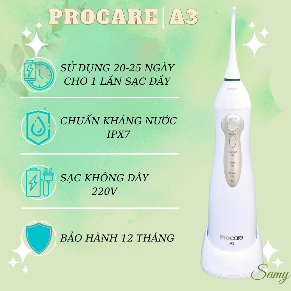 Máy Tăm Nước Chính Hãng Procare A3 (water flosser ) - Thế Hệ Mới Cao Cấp - Chăm Sóc Răng Miệng Hiệu Qủa