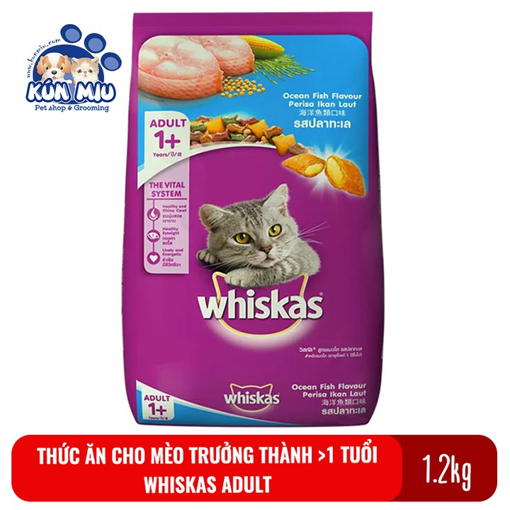 Thức ăn cho mèo trưởng thành trên 1 tuổi Whiskas Adult 1.2kg