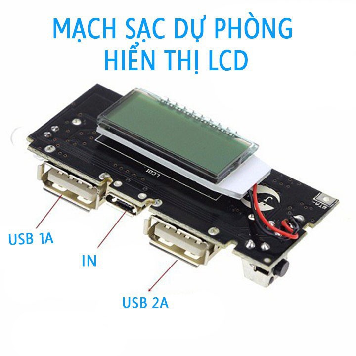 Mạch sạc pin dự phòng  LCD 2 Cổng USB kết nối .