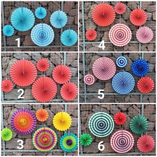 Set 6 quạt giấy trang trí tiệc sâu khâu sinh nhật đám cưới tân hôn Paper fan background decoration