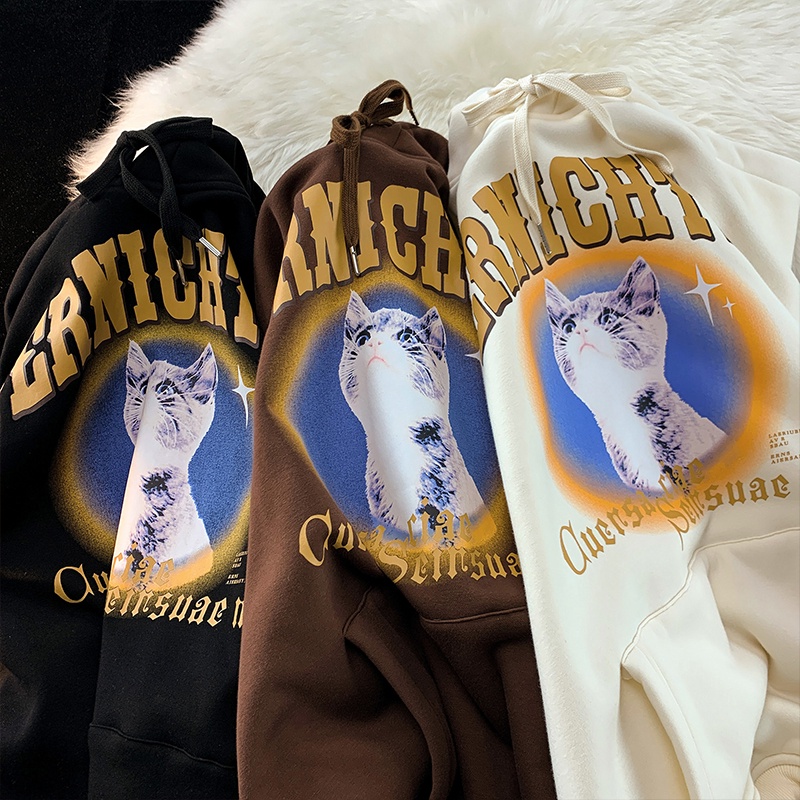 Áo Hoodie Tay Dài In Chữ Phong Cách Retro Thời Trang Cho Nữ