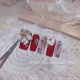Nail box, móng up thiết kế màu đỏ lì