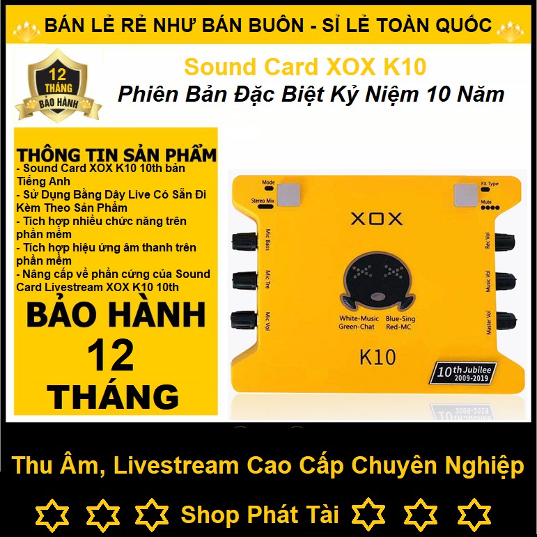 Sound Card K10 Bản Ký Niệm 10 Năm - K10 XOX Chính Hãng Cao Cấp Phiên Bản Tiếng Anh Quốc Tế - Micro Bm 900