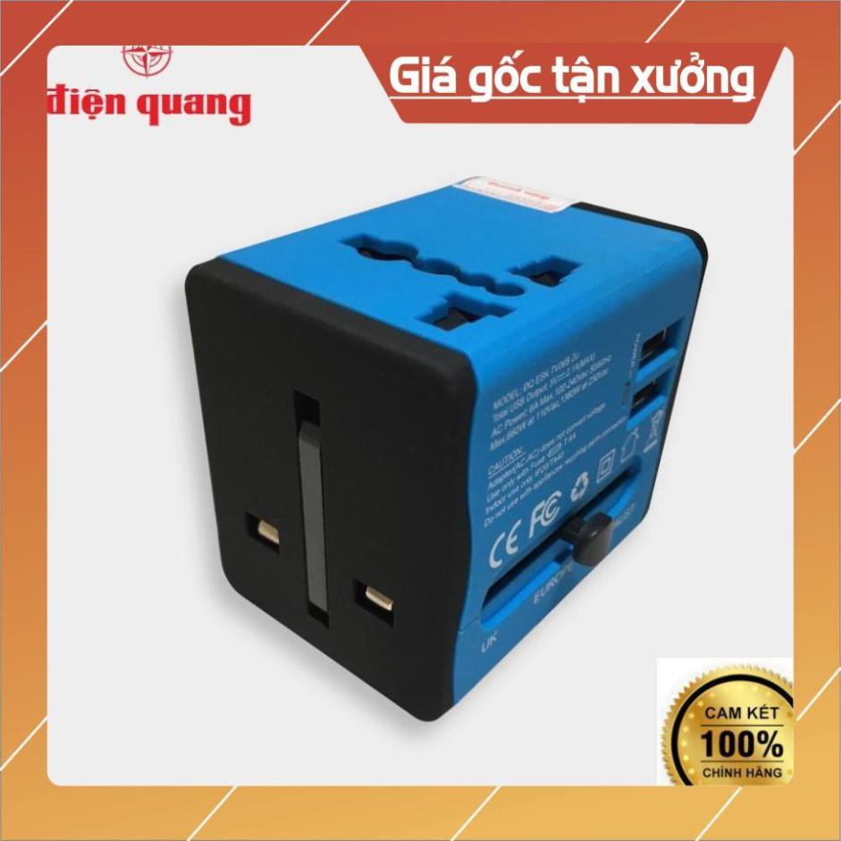 Ổ cắm du lịch Điện Quang ĐQ ESK TV06B 2U (màu xanh dương - 2 cổng USB) . }