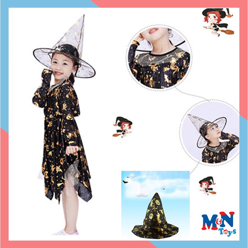 Bộ hóa trang phù thủy halloween - áo choàng Halloween cho bé gái
