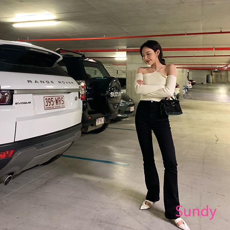 Áo dệt kim tay dài trễ vai quyến rũ thời trang mùa thu cho nữ chất lượng cao