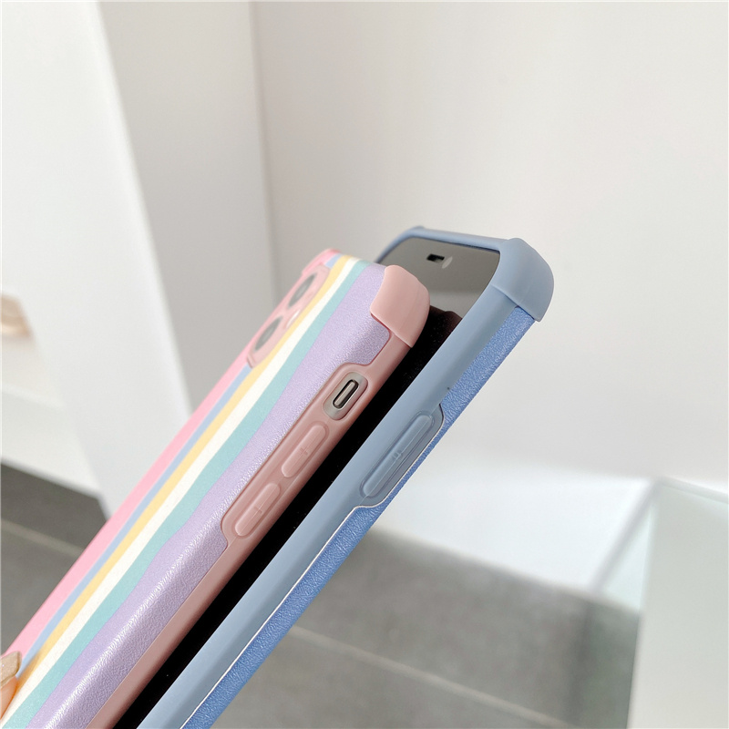 ốp lưng iPhone case Rainbow Leather phone case shockproof Luxury Design for iPhone 11 11pro 12 12promax