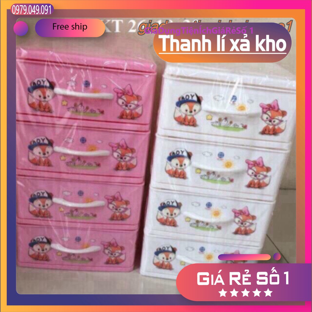 Tủ nhựa mini 4 tầng Việt Nhật (tủ nhỏ không đựng được quần áo )