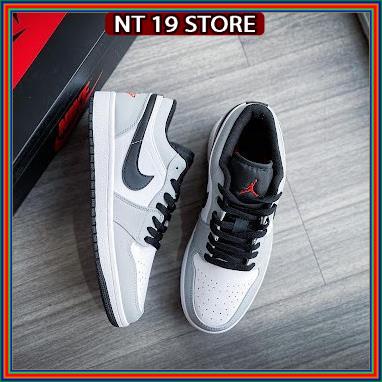 Giày JORDAN 1 low màu xám , Giày sneaker jodan jd 1 xám đen thấp cổ , Giày thể thao xám chỉ đỏ bản đẹp