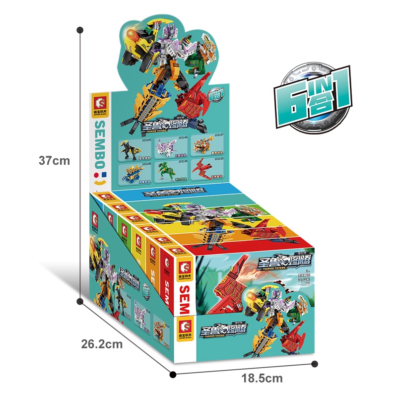 Bộ đồ chơi lắp ráp siêu nhân khủng long từ các mô hình nhỏ 6in1 - mã 103145