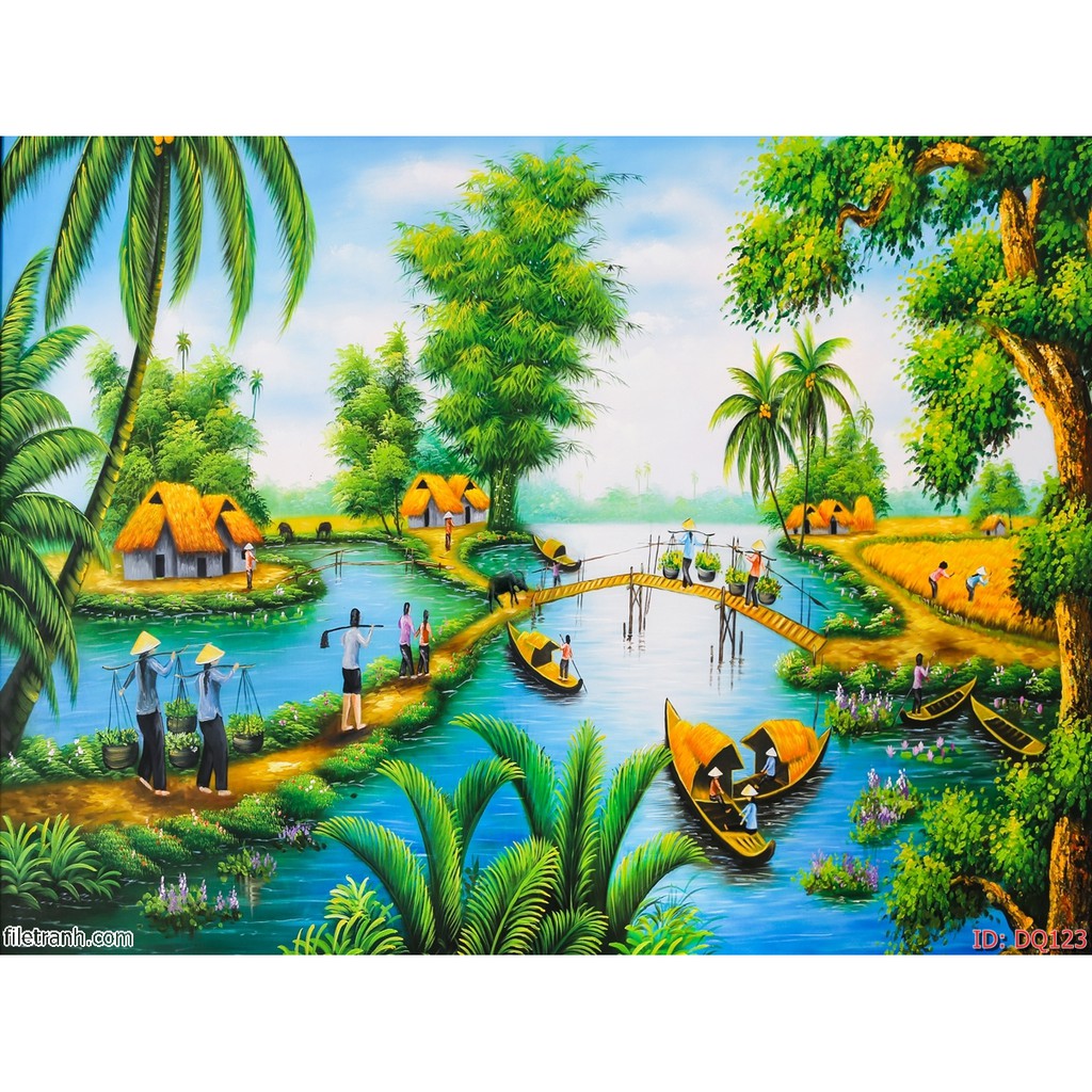 TRANH DÁN TƯỜNG 3D ĐỒNG QUÊ NHIỀU MẪU,TRANH LÀNG QUÊ DÁN TƯỜNG