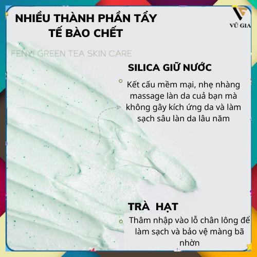 Kem Tẩy tế Bào Chết Trà Xanh Fenyi Dưỡng Ẩm Trắng Da Giảm Mụn 100g