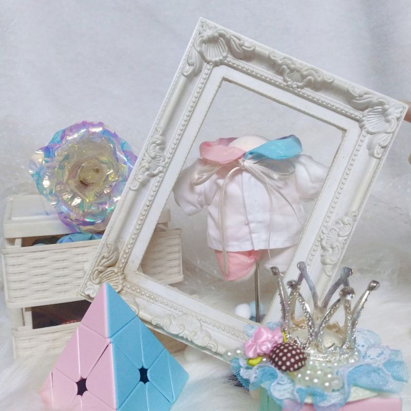 Full Áo Sơ Mi Quần Short Kèm Mũ Vương Miện Rainbow Pegasus Cho Doll 20cm