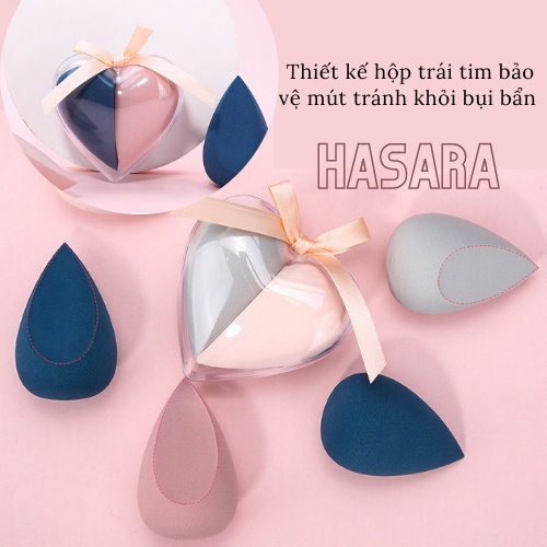 Mút tán kem nền, mút trang điểm, đánh nền, tán cushion Lameila, bộ đôi bông mút cắt vát HA80178 – Hasara