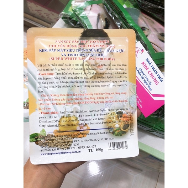 kem và bột tắm mặt siêu trắng Chenmai Mặt và cổ 100g